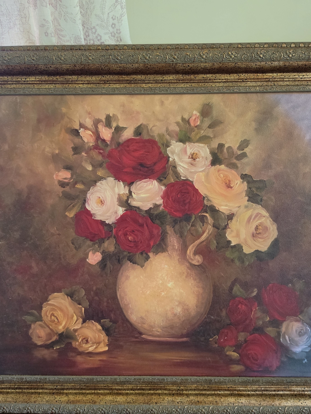 Kirklands Red, Cream and Pink Rose Bouquet Canvas